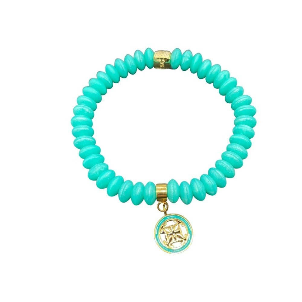 Rustic Cuff Disc Shaped Silicone Beads Charm Bracelet Green